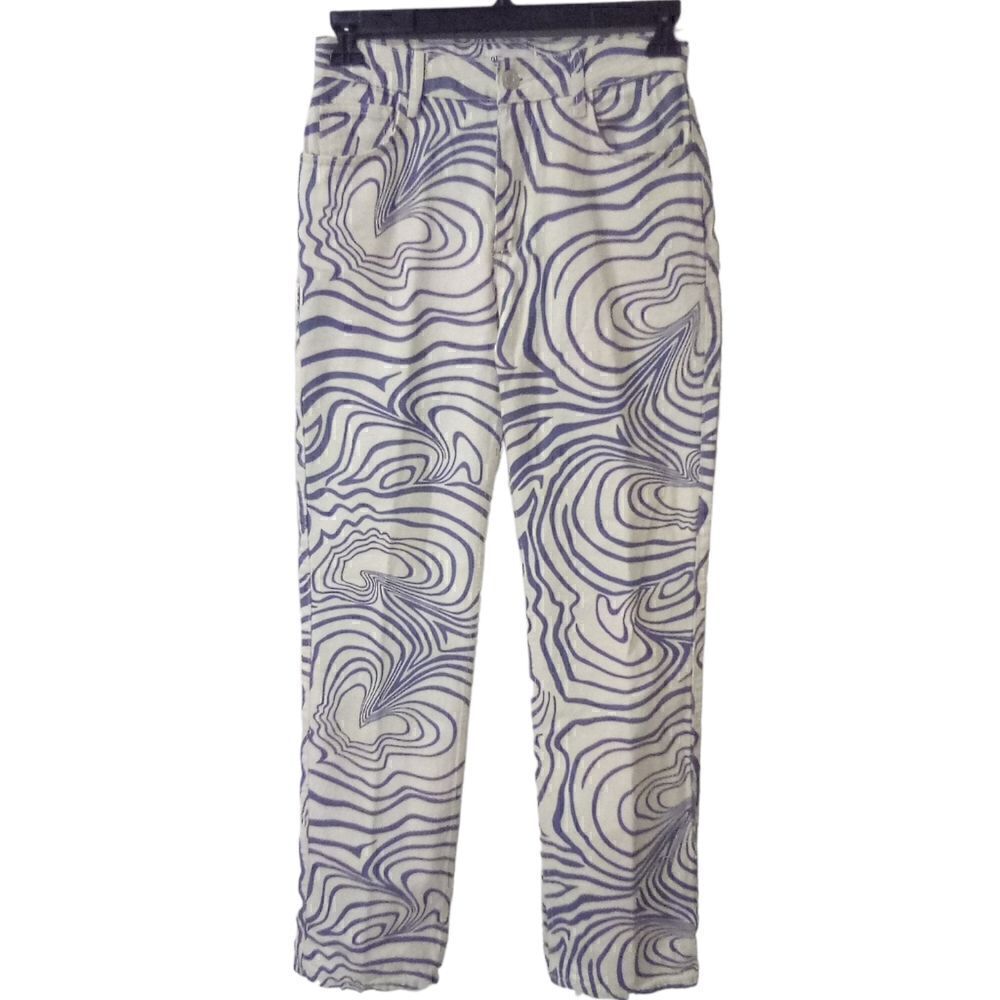 Zara swirl printed straight leg high waist 5 pocket jeans size 4